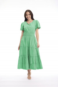 Poplin Dress Maxi Short Sleeve
