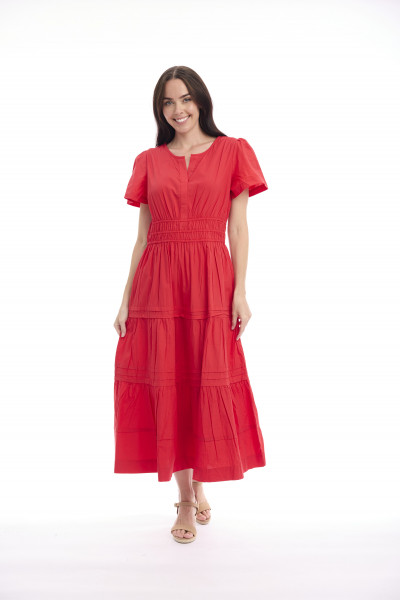 Poplin Dress Maxi Short Sleeve