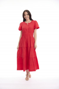 Poplin Dress Maxi Short Sleeve