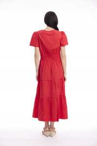 Poplin Dress Maxi Short Sleeve