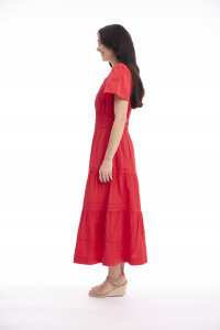 Poplin Dress Maxi Short Sleeve