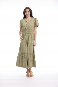Poplin Dress Maxi Short Sleeve