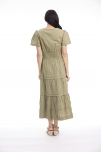 Poplin Dress Maxi Short Sleeve