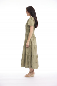 Poplin Dress Maxi Short Sleeve