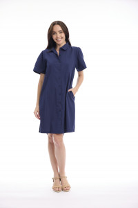 Poplin Dress Collar Flair Sleeve