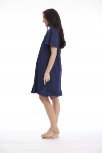 Poplin Dress Collar Flair Sleeve