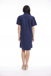 Poplin Dress Collar Flair Sleeve