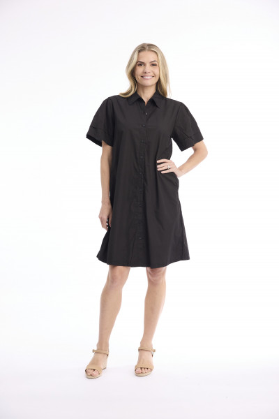 Poplin Dress Collar Flair Sleeve