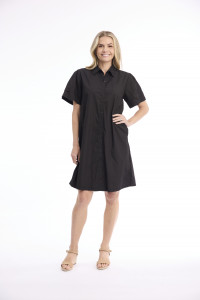 Poplin Dress Collar Flair Sleeve