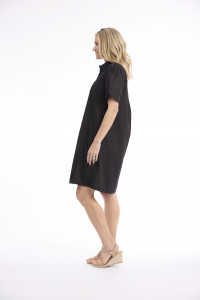 Poplin Dress Collar Flair Sleeve