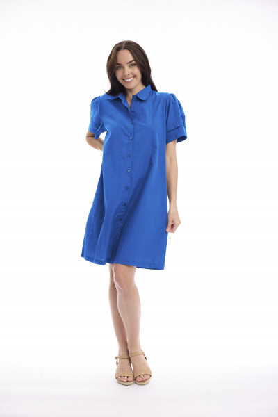 Poplin Dress Collar Flair Sleeve