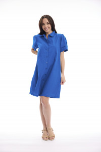 Poplin Dress Collar Flair Sleeve