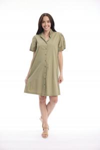 Poplin Dress Collar Flair Sleeve