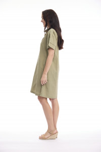 Poplin Dress Collar Flair Sleeve