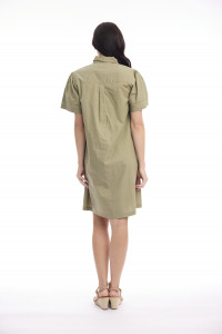 Poplin Dress Collar Flair Sleeve