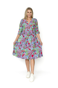 Rebecca Tie Nk Dress 3/4 Sleeve
