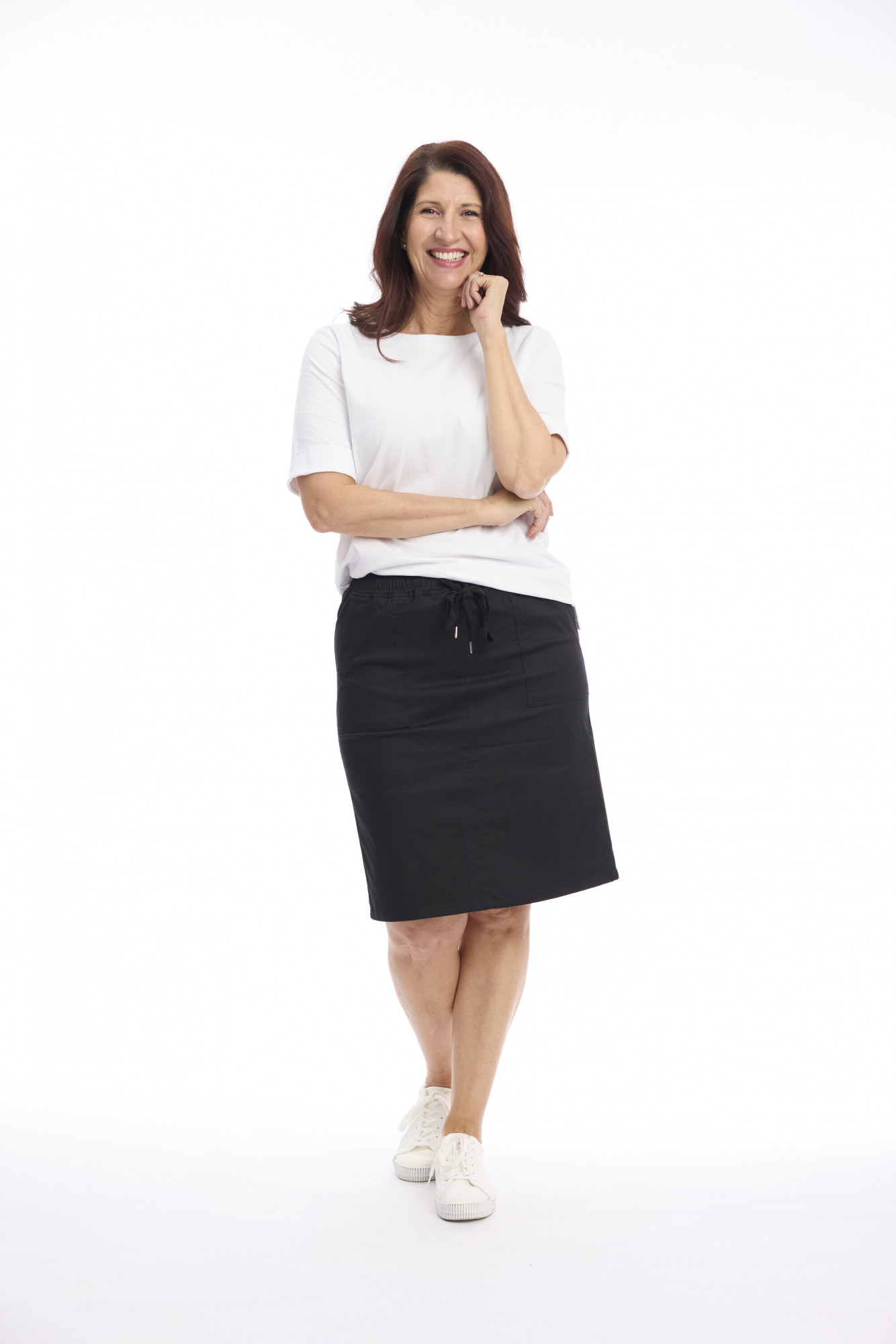 Plain Drawstrng Skirt with front and back pockets