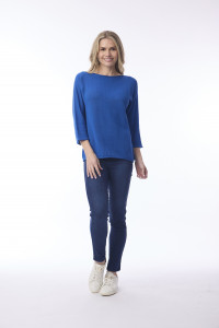 Knit Top Boat Neck 3/4 Slv