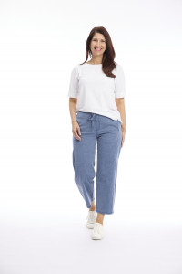 Washed Drawstring Pull-On 7/8 Wide Leg Pant