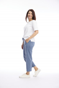 Washed Drawstring Pull-On 7/8 Wide Leg Pant
