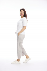 Washed Drawstring Pull-On 7/8 Wide Leg Pant