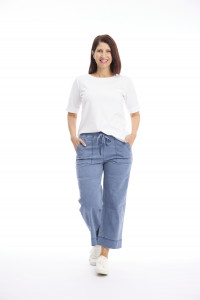 Washed Drawstring Wide Leg Pants