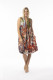 Printed Cotton Dress V Pleated