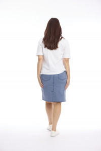 Washed Fitted Waist A-Line Skirt with Buttons