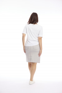 Washed Fitted Waist A-Line Skirt with Buttons