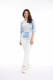 Burnout Print 3/4 Sleeve Scoop Neck Tee