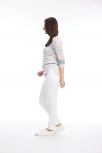 Burnout Print 3/4 Sleeve Scoop Neck Tee