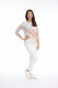 Burnout Print 3/4 Sleeve Scoop Neck Tee