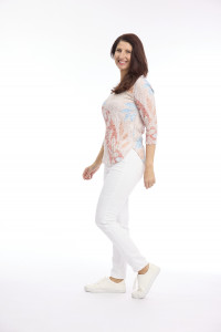 Burnout Print 3/4 Sleeve Scoop Neck Tee