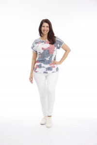 Burnout Stripe & Print Drop Shoulder Tee
