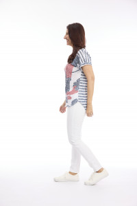 Burnout Stripe & Print Drop Shoulder Tee