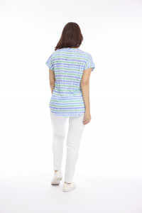 Burnout Stripe & Print Drop Shoulder Tee