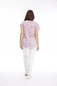 Burnout Stripe & Print Drop Shoulder Tee
