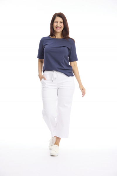Drawstring Wide Leg 7/8 Pants