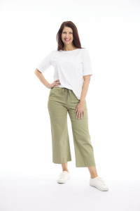 Drawstring Wide Leg 7/8 Pants