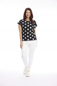 Foil Spots T-Shirt with Eyelet Trim