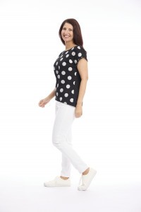 Foil Spots T-Shirt with Eyelet Trim