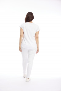 Foil Spots T-Shirt with Eyelet Trim