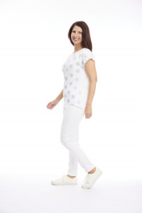 Foil Spots T-Shirt with Eyelet Trim