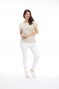 Foil Spots T-Shirt with Eyelet Trim