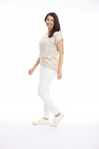 Foil Spots T-Shirt with Eyelet Trim