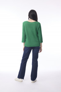 Knit Top Boat Neck 3/4 Slv