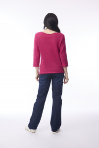 Knit Top Boat Neck 3/4 Slv