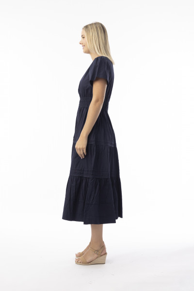 Poplin Essentials Dress Maxi Ruched