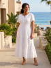 Poplin Dress Maxi Short Sleeve