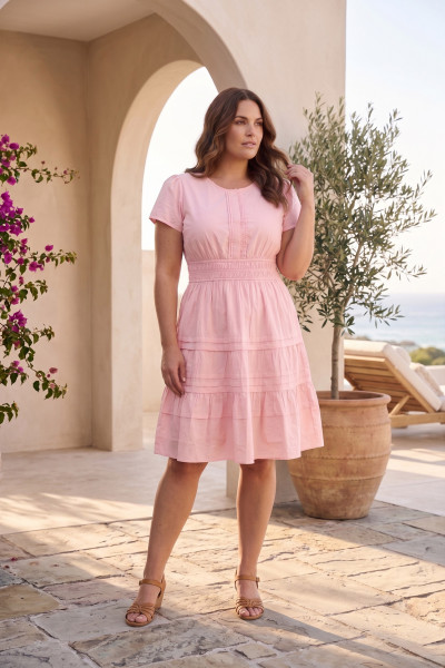 Poplin Dress Short Ruched